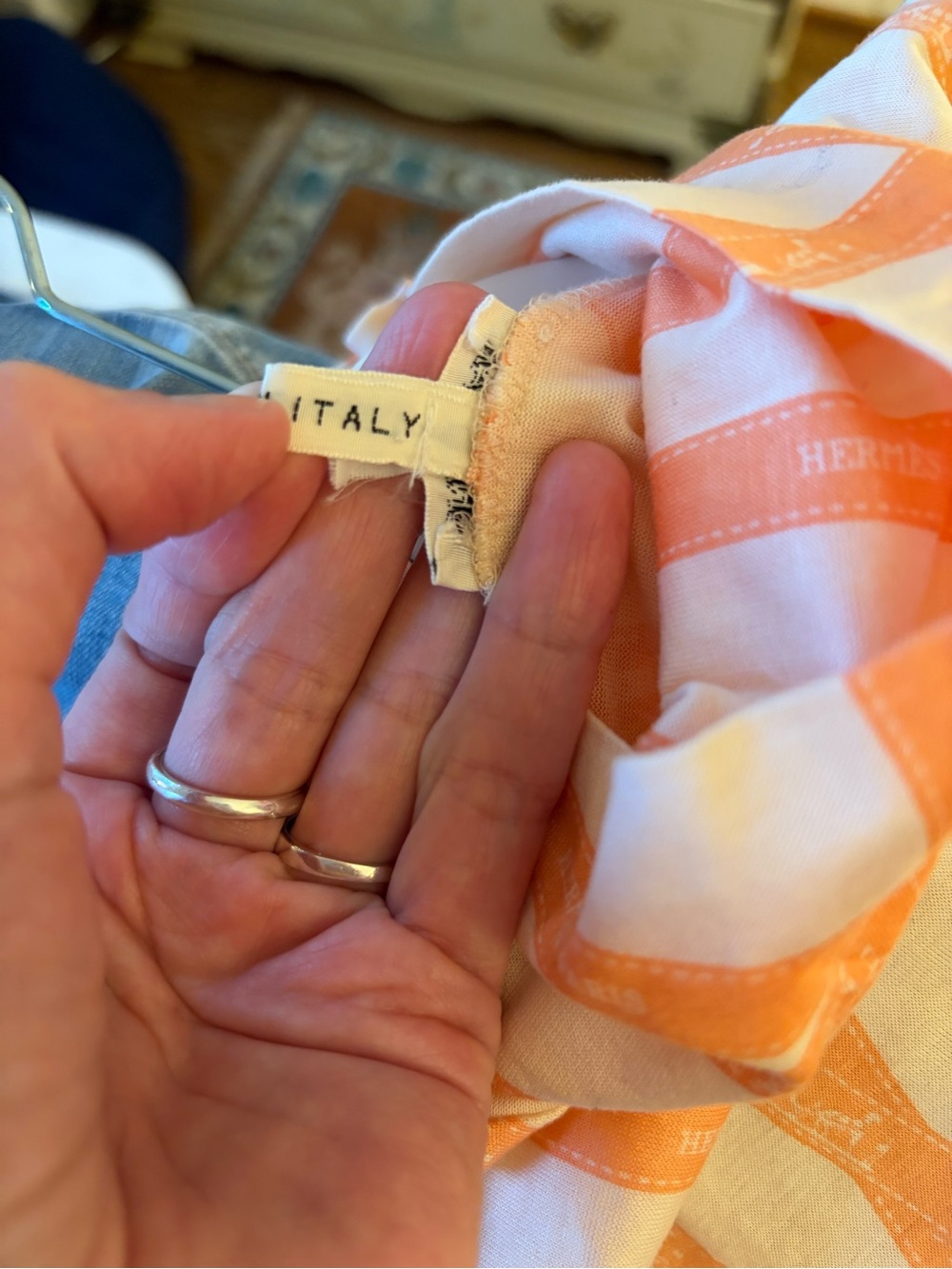 Hermès—Orange Ribbon Striped White Sleeveless Mock Neck Top, M - Picture 11 of 15